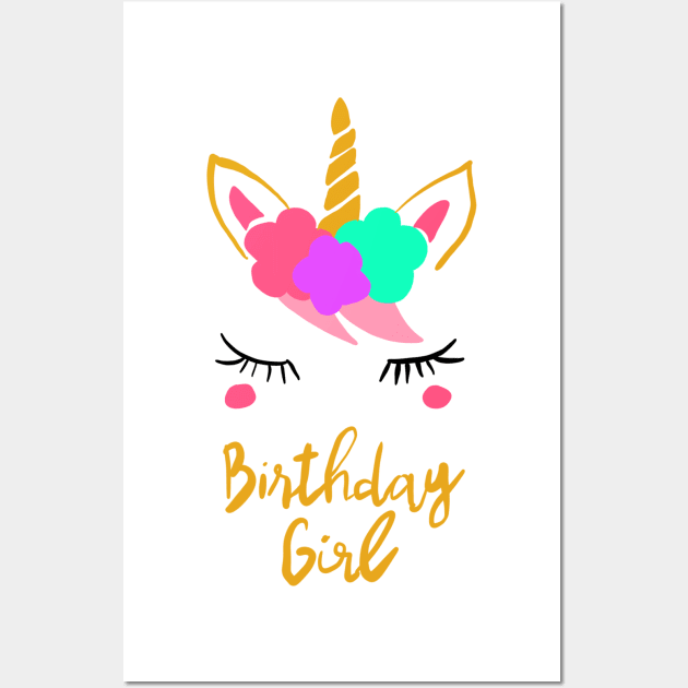 Birthday Girl Unicorn Wall Art by spacemedia